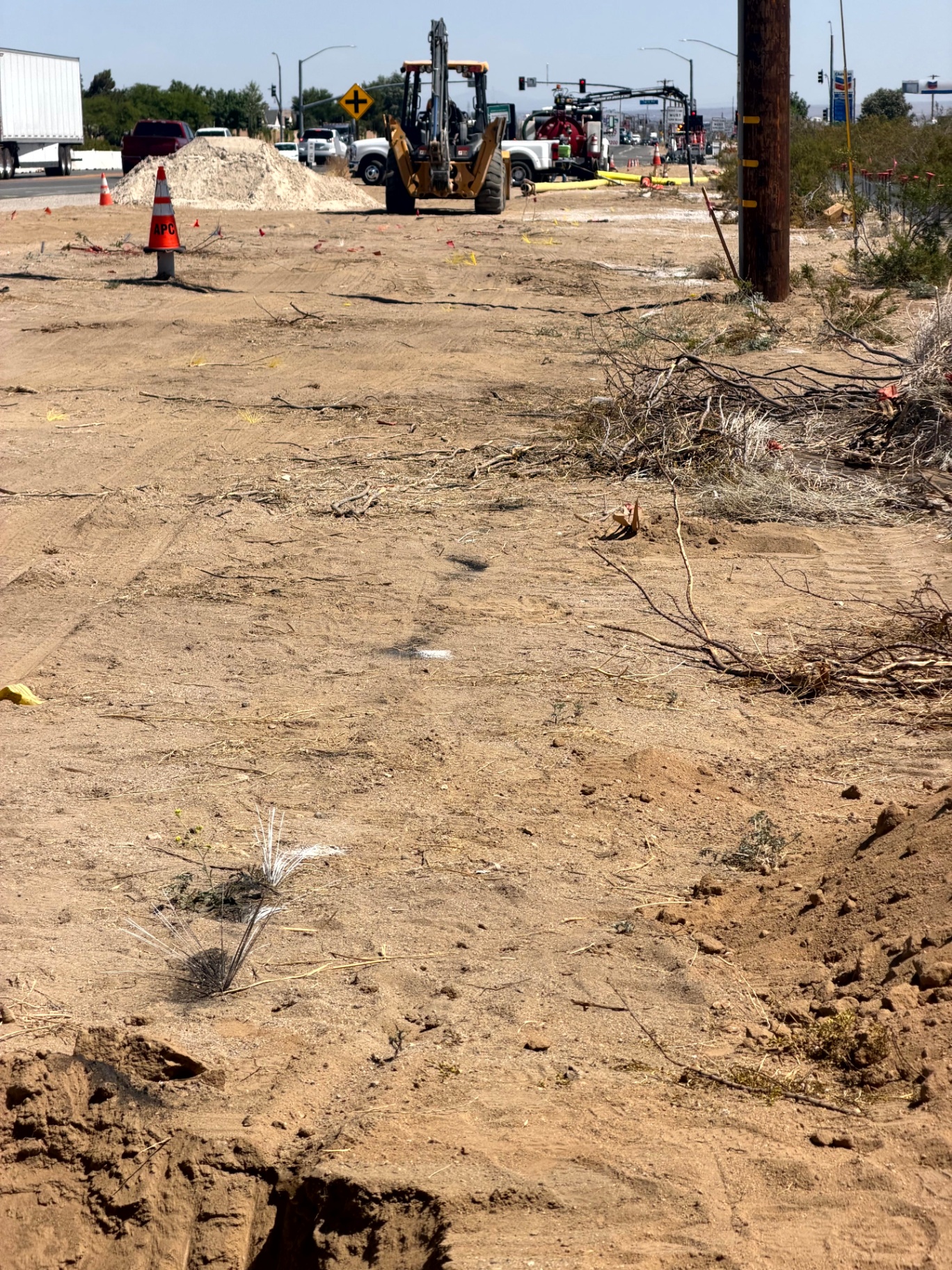 Highway shoulder work at Main St & Hwy 395 — Oak Hills, CA
