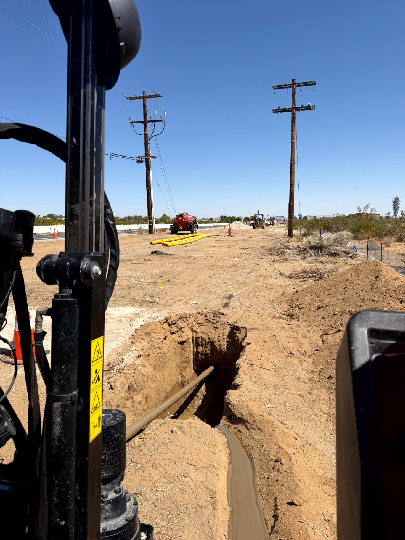 Pilot bore in progress at Main St & Hwy 395 — Oak Hills, CA