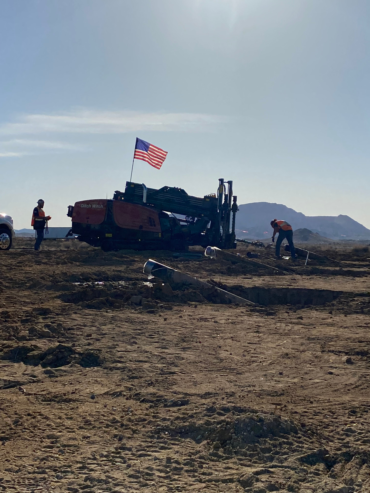 Rig at work in open desert terrain